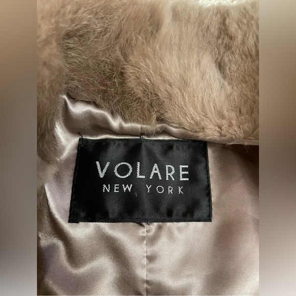 VOLARE New York taupe brown tan rabbit fur 3/4 sleeve jacket coat medium m - Picture 3 of 7